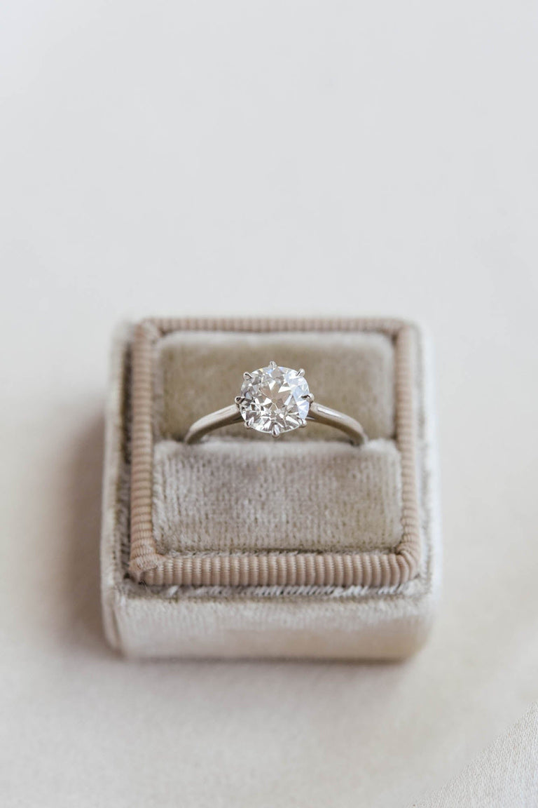 Antique Old Mine Cushion Cut Diamond Platinum Engagement Ring Astrid 1.58