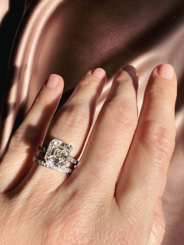 Art Deco 4.43 Carat Emerald Cut Diamond Vintage Engagement Ring