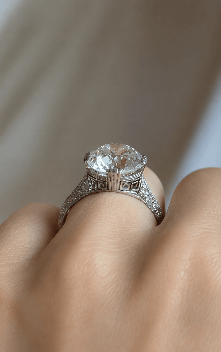 Art Deco Marcus & Co. 4.94 Carat Transitional Cut Diamond Vintage Engagement Ring