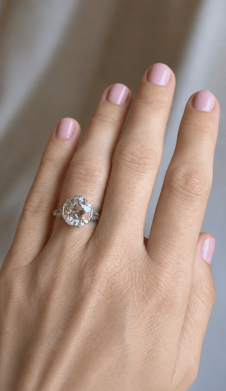 Art Deco Marcus & Co. 4.94 Carat Transitional Cut Diamond Vintage Engagement Ring