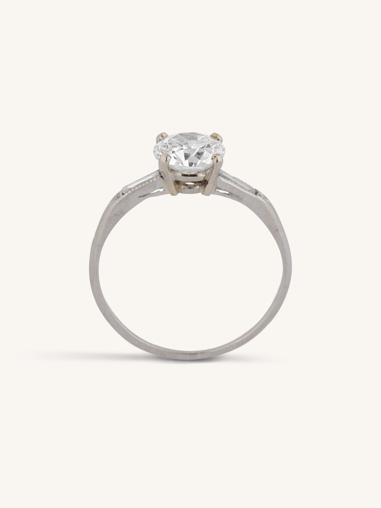 Art Deco 1.05 Carat Transitional Cut Diamond Platinum Vintage Engagement Ring