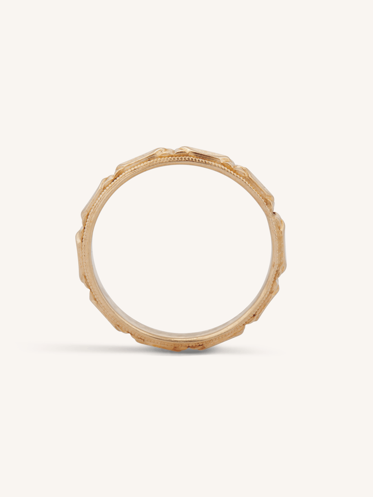 Art Deco 14k Engraved Yellow Gold Antique Band - Size 6.25 profile