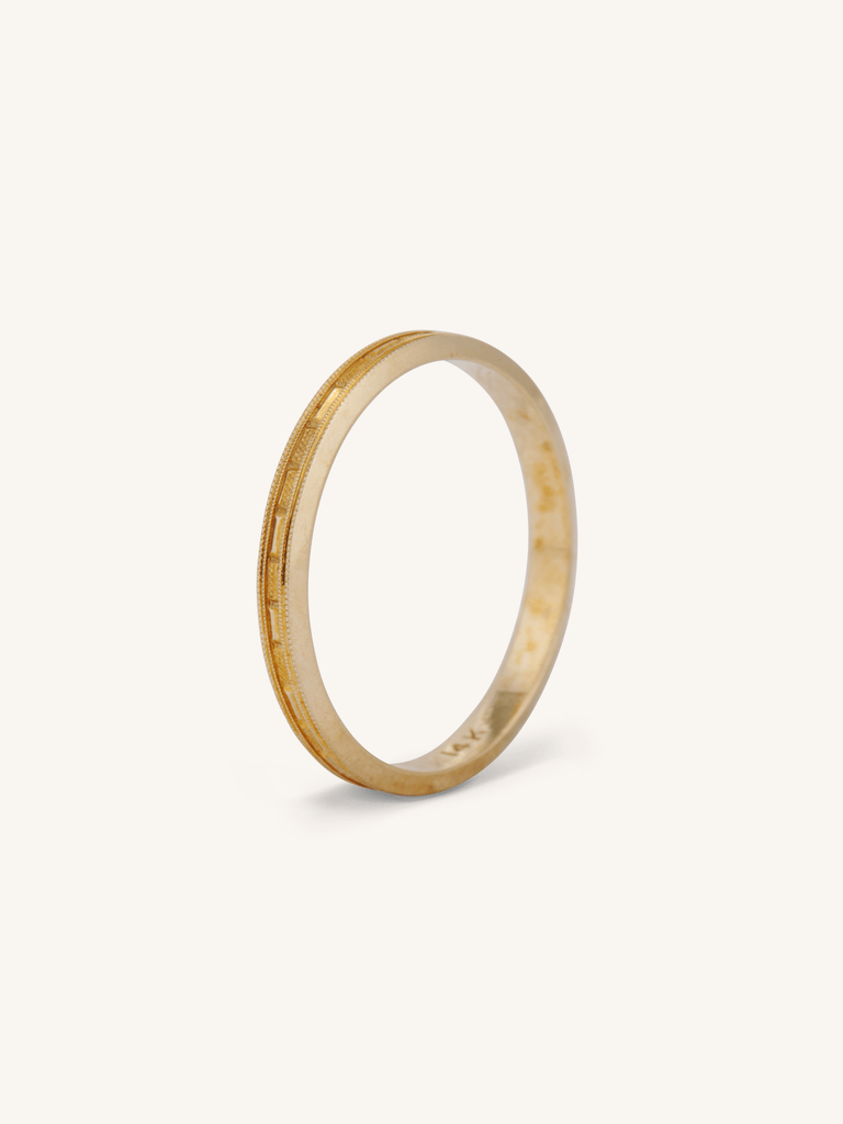 Art Deco 14k Yellow Gold Engraved Antique Band - Size 6.25 3/4