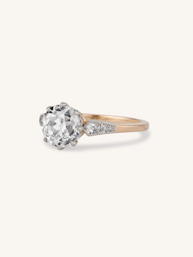 Art Deco 2.21 Carat Old European Cut Diamond Vintage Engagement Ring, France
