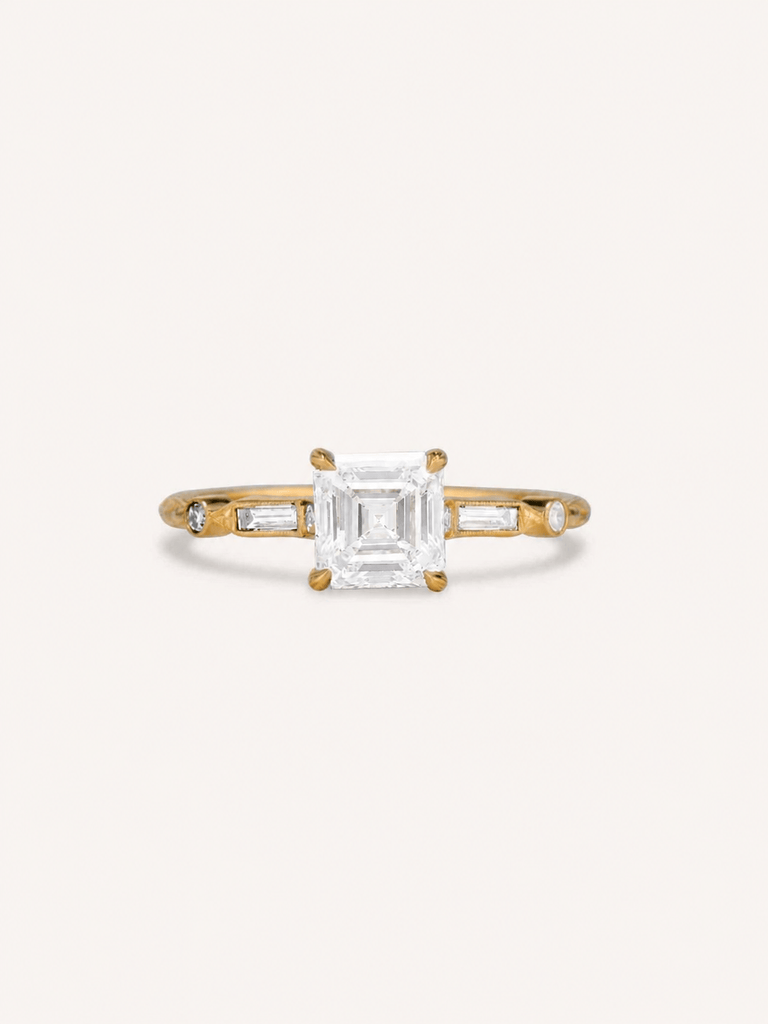 Asscher Cut Art Deco Vintage Inspired Yellow Gold Engagement Ring Prism Shifter 1.10