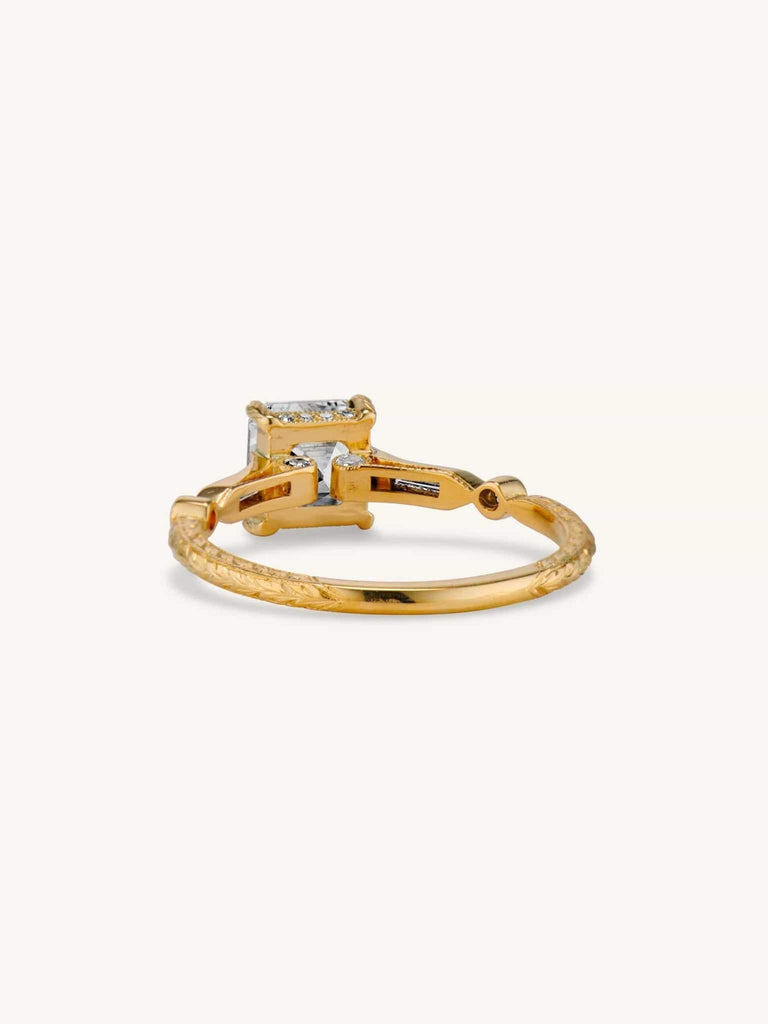 Asscher Cut Art Deco Vintage Inspired Yellow Gold Engagement Ring Prism Shifter 1.10