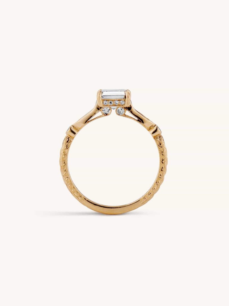 Asscher Cut Art Deco Vintage Inspired Yellow Gold Engagement Ring Prism Shifter 1.10