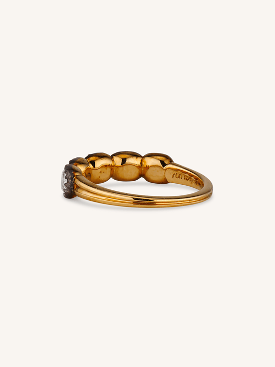Blackened Collet .84 Old European Diamond Five Stone Band in 18k Yellow Gold & Blackened Silver