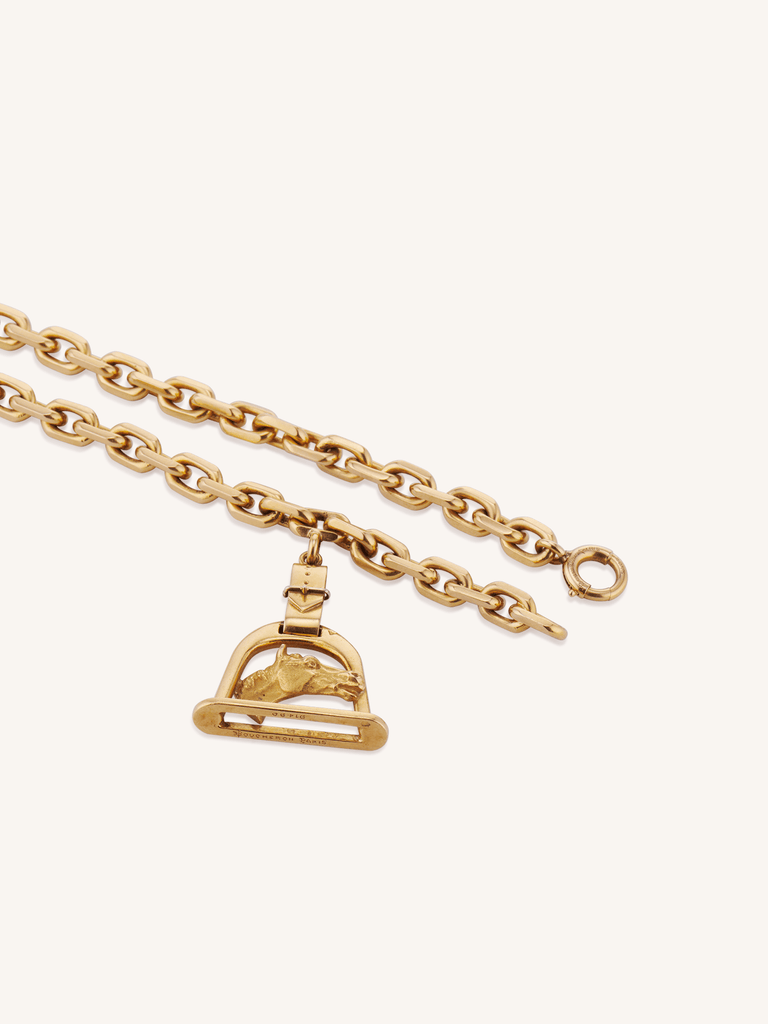 Boucheron Paris 1970s Equestrian Charm Link Vintage Bracelet with Horse Stirrup Charm, France
