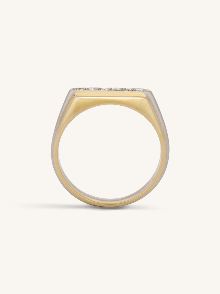 Cartier 1970's 18k Gold Modernist Two-Tone Diamond Channel Vintage Band Profile