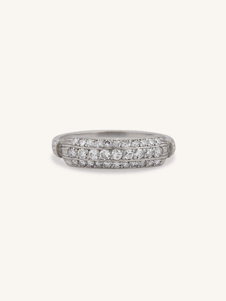 Cartier Art Deco Three Row Diamond Platinum Vintage Band
