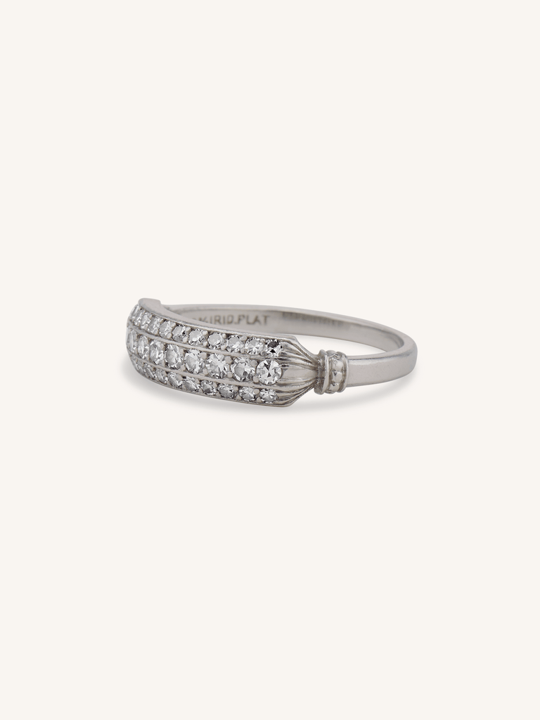 Cartier Art Deco Three Row Diamond Platinum Vintage Band