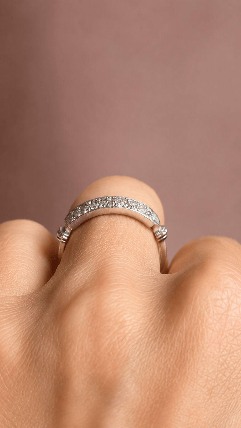 Cartier Art Deco Three Row Diamond Platinum Vintage Band