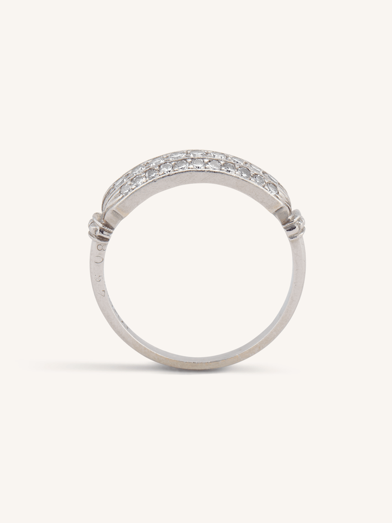 Cartier Art Deco Three Row Diamond Platinum Vintage Band