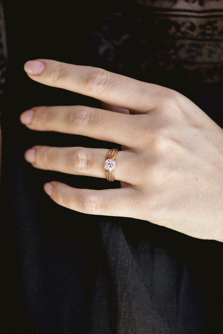 Cartier Mid-Century 1.08 Carat Round Brilliant Cut Diamond Vintage Engagement Ring - on a hand - 4