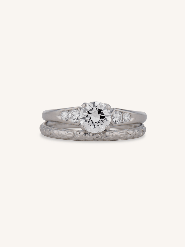 Cartier Mid-Century Vintage Engagement Ring and Wedding Band Set