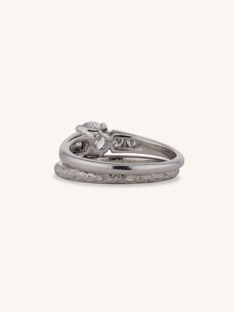 Cartier Mid-Century Vintage Engagement Ring and Wedding Band Set