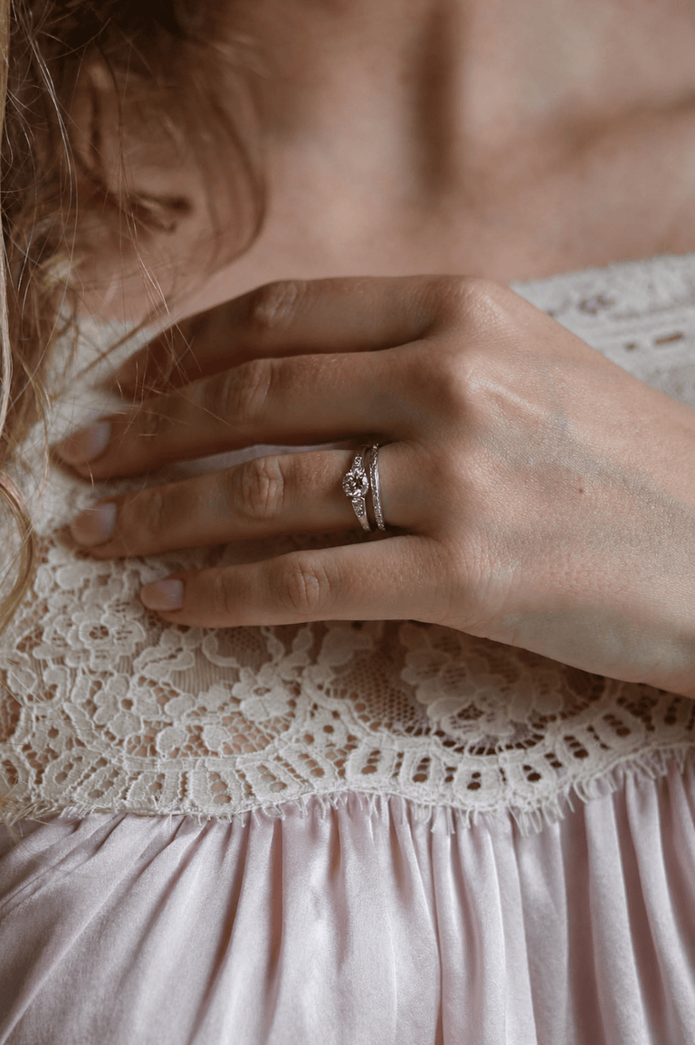 Cartier Mid-Century Vintage Engagement Ring and Wedding Band Set