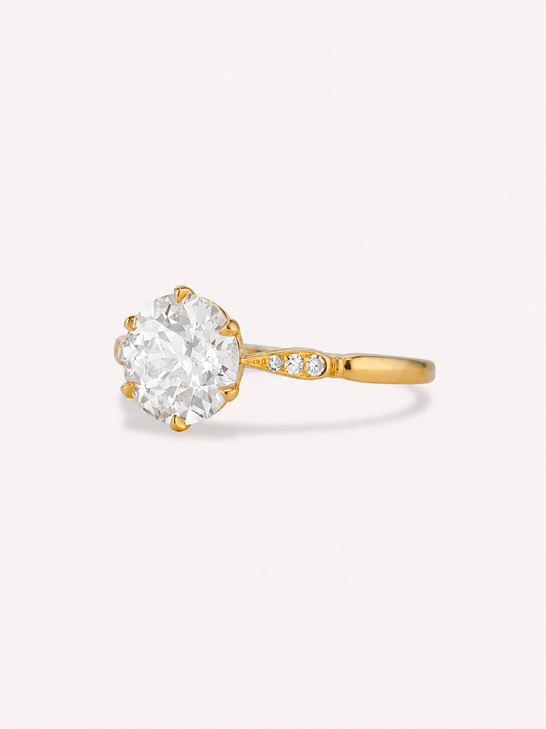 Cyllene 1.72 Carat Old European Cut Diamond Yellow Gold Vintage Inspired Engagement Ring 3/4