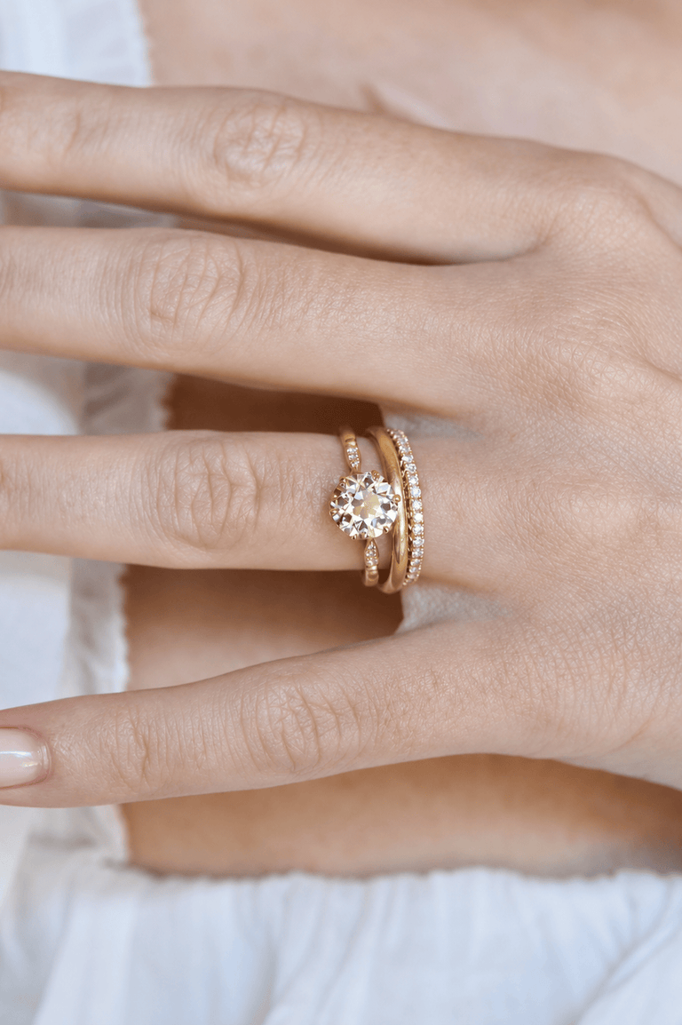Cyllene 1.72 Carat Old European Cut Diamond Yellow Gold Vintage Inspired Engagement Ring On a Hand