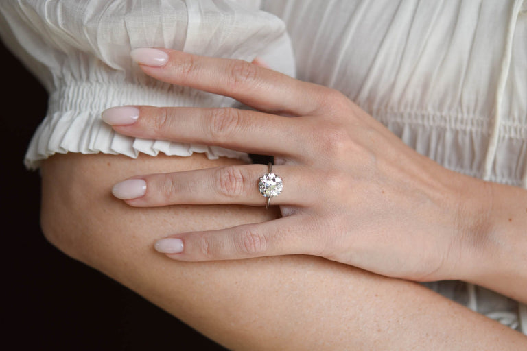 Edwardian 4.39 Carat Old European Diamond Solitaire Antique Engagement Ring