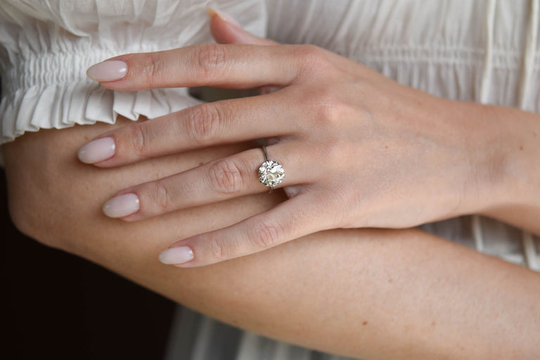 Edwardian 4.39 Carat Old European Diamond Solitaire Antique Engagement Ring