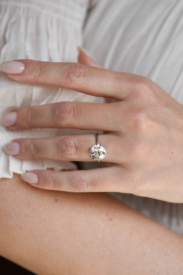 Edwardian 4.39 Carat Old European Diamond Solitaire Antique Engagement Ring
