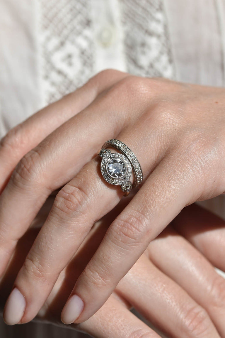 Edwardian 1.25 Carat Old European Diamond Cluster Vintage Engagement Ring