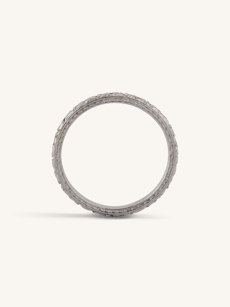 Edwardian Engraved Platinum & Gold Antique Wedding Band, America - Size 8
