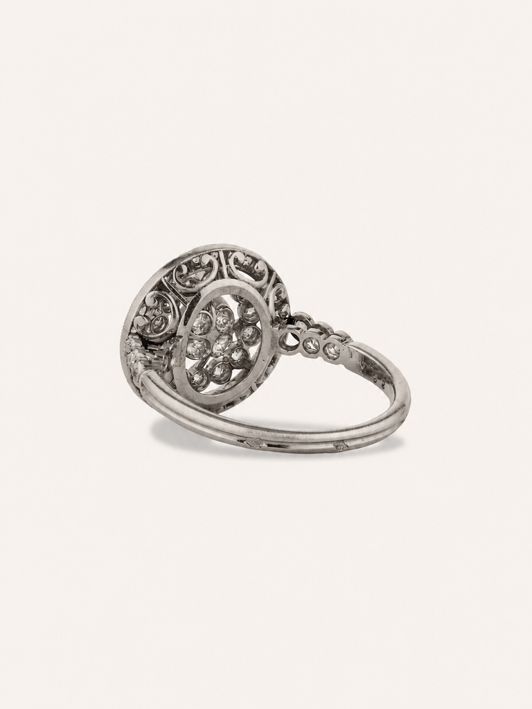 Edwardian Natural Pearl & Diamond Antique Dinner Ring, France