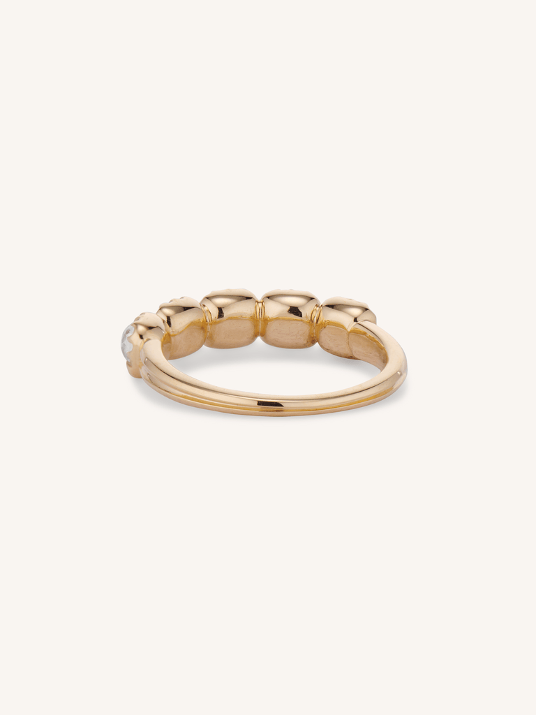 Five Stone Antique Old Mine Diamond Band 18k Gold | Collet 1.11 Ct