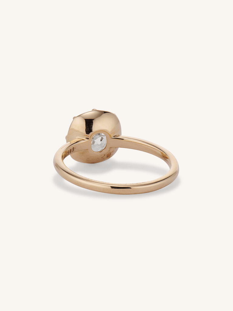 Georgian Collet Old Mine Diamond 18k Yellow Gold Engagement Ring One For You 2.07
