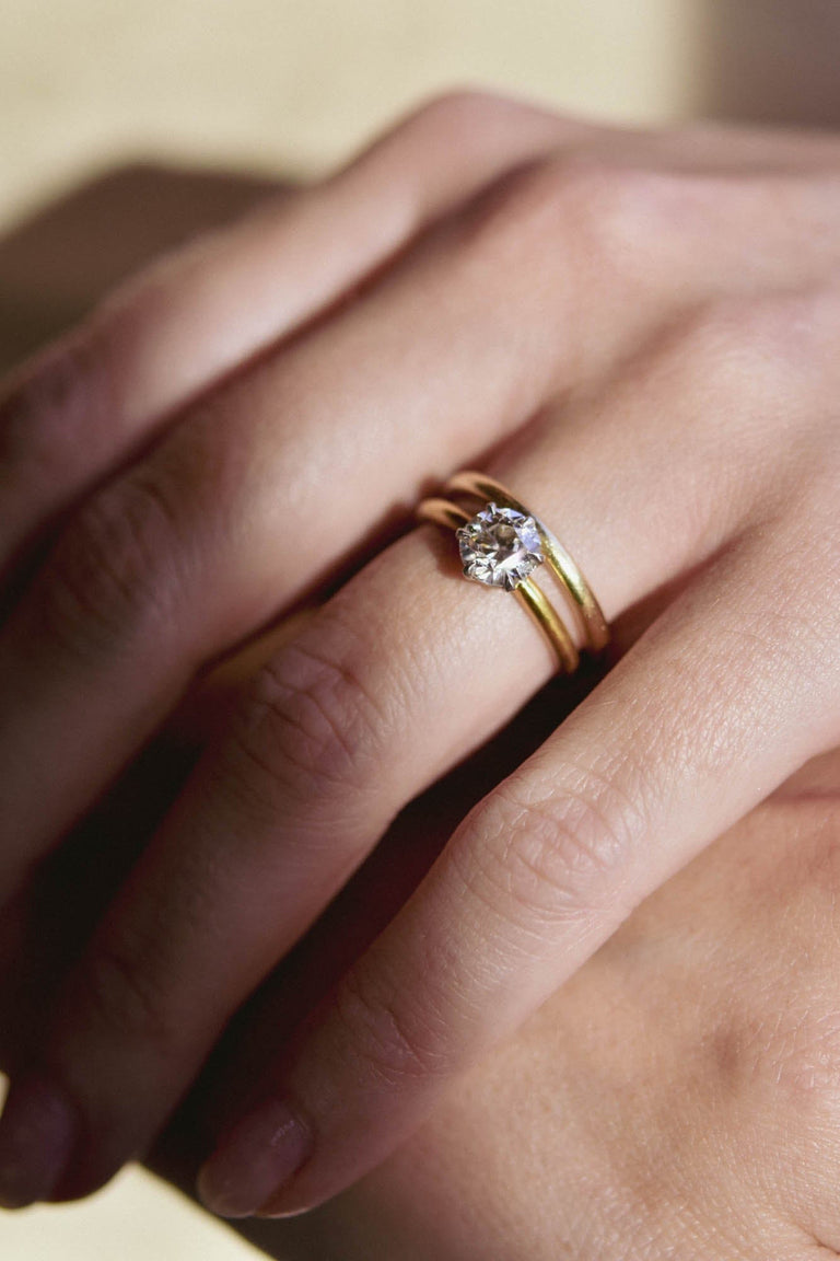 Iconic Tiffany & Co. 1.12 Carat Old European Diamond Vintage Solitaire Engagement Ring - on a hand