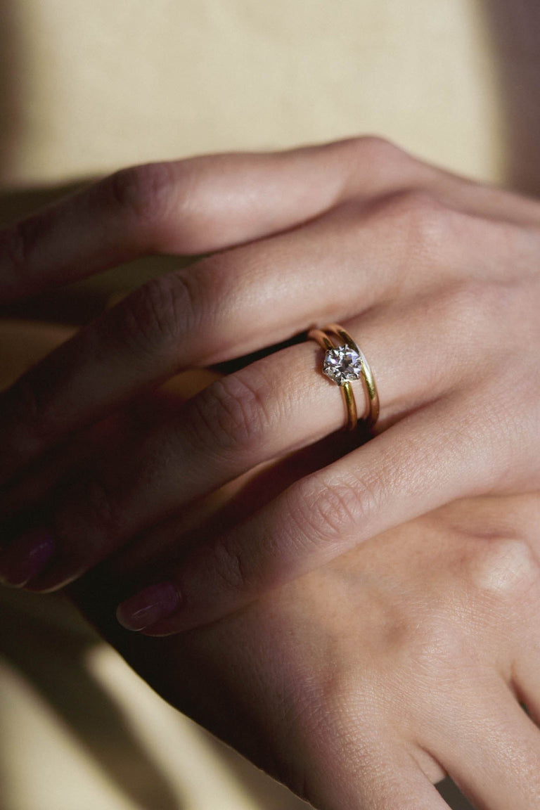 Iconic Tiffany & Co. 1.12 Carat Old European Diamond Vintage Solitaire Engagement Ring - on a hand - 2