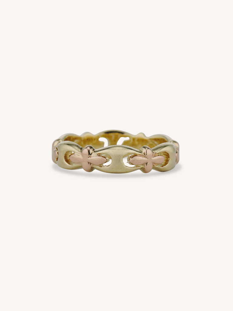 Jabel Retro Two-Tone 14k Gold Floral Vintage Band