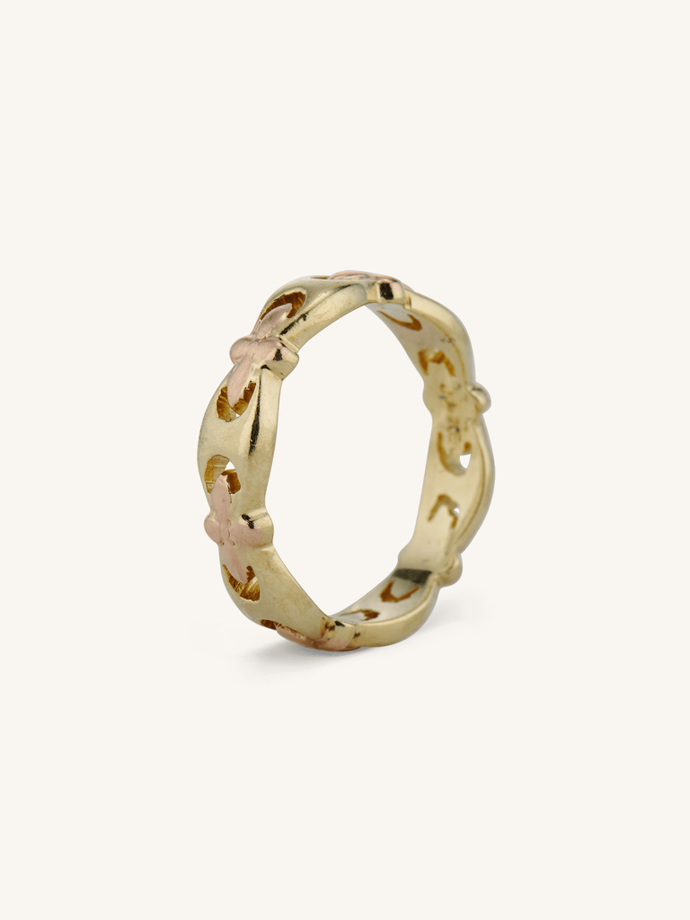 Jabel Retro Two-Tone 14k Gold Floral Vintage Band