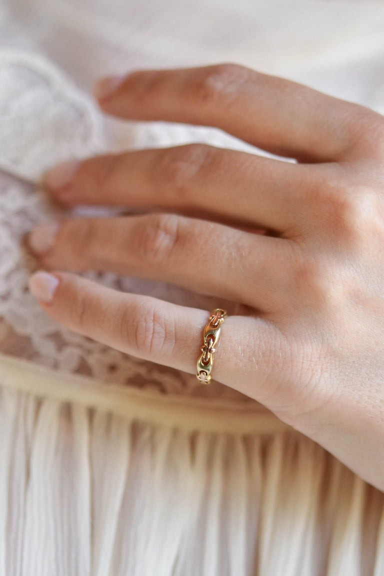 Jabel Retro Two-Tone 14k Gold Floral Vintage Band
