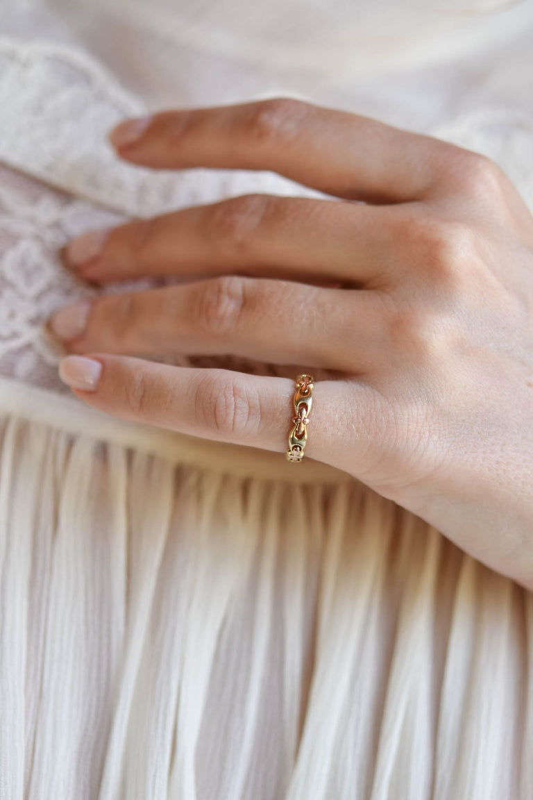Jabel Retro Two-Tone 14k Gold Floral Vintage Band