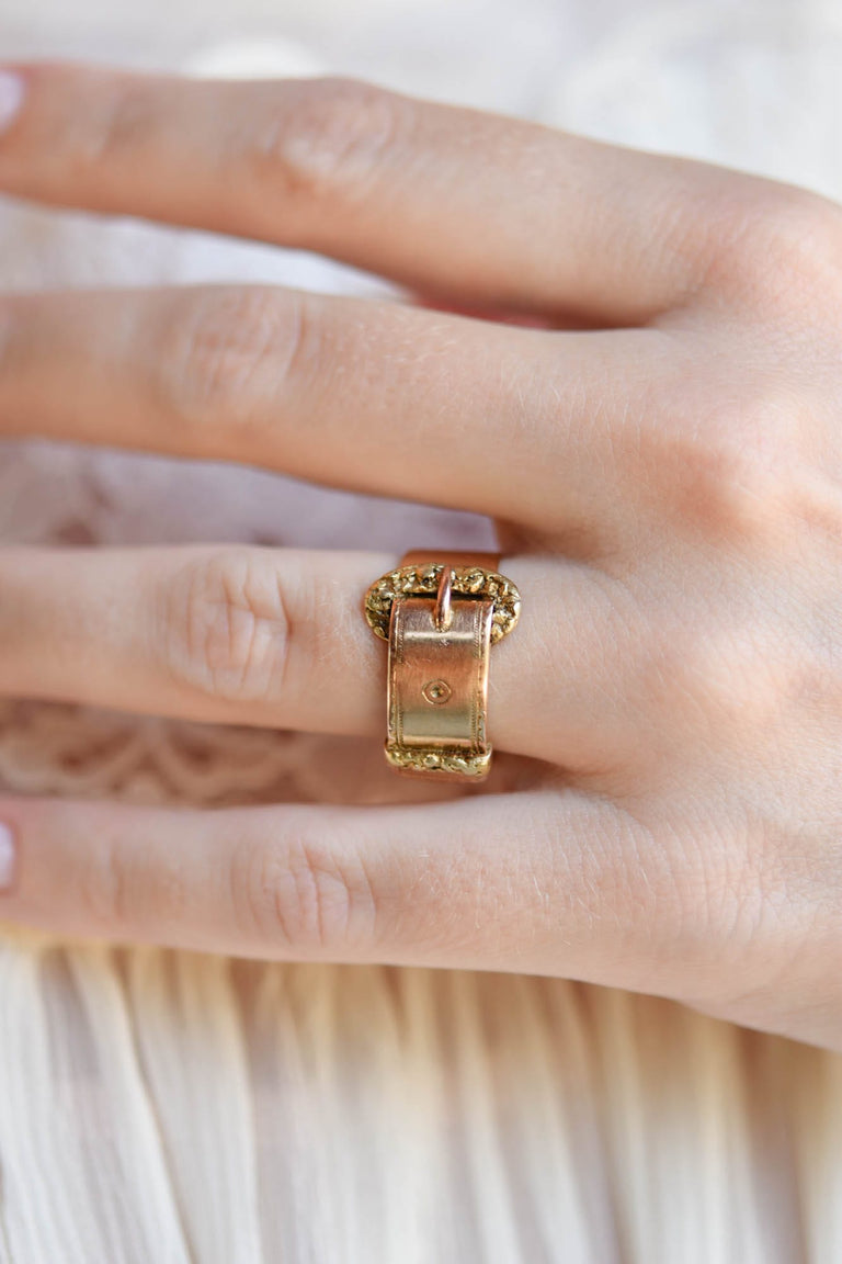 Joseph Mayer & Bros.Victorian 14k Yellow Gold Antique Buckle Ring, American