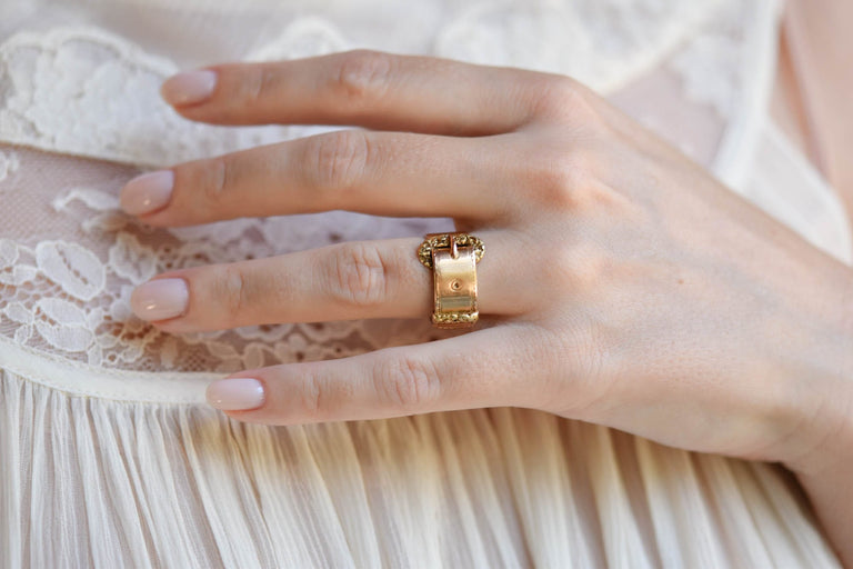 Joseph Mayer & Bros.Victorian 14k Yellow Gold Antique Buckle Ring, American