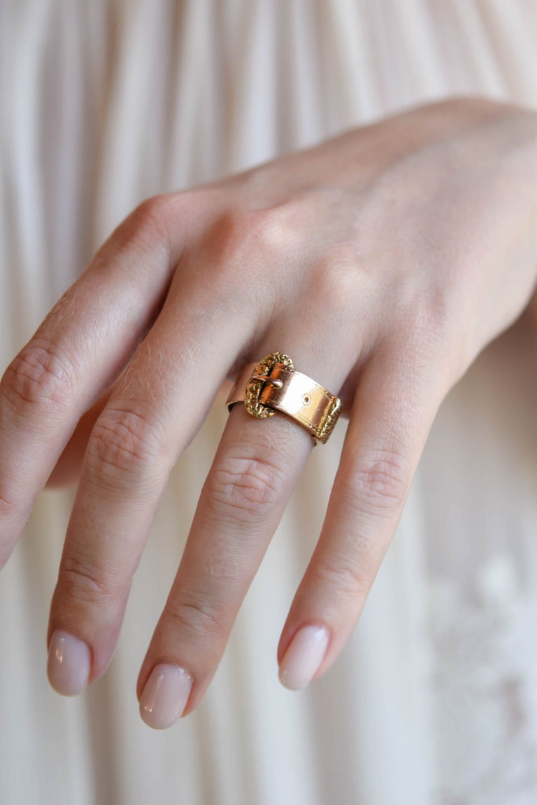 Joseph Mayer & Bros.Victorian 14k Yellow Gold Antique Buckle Ring, American