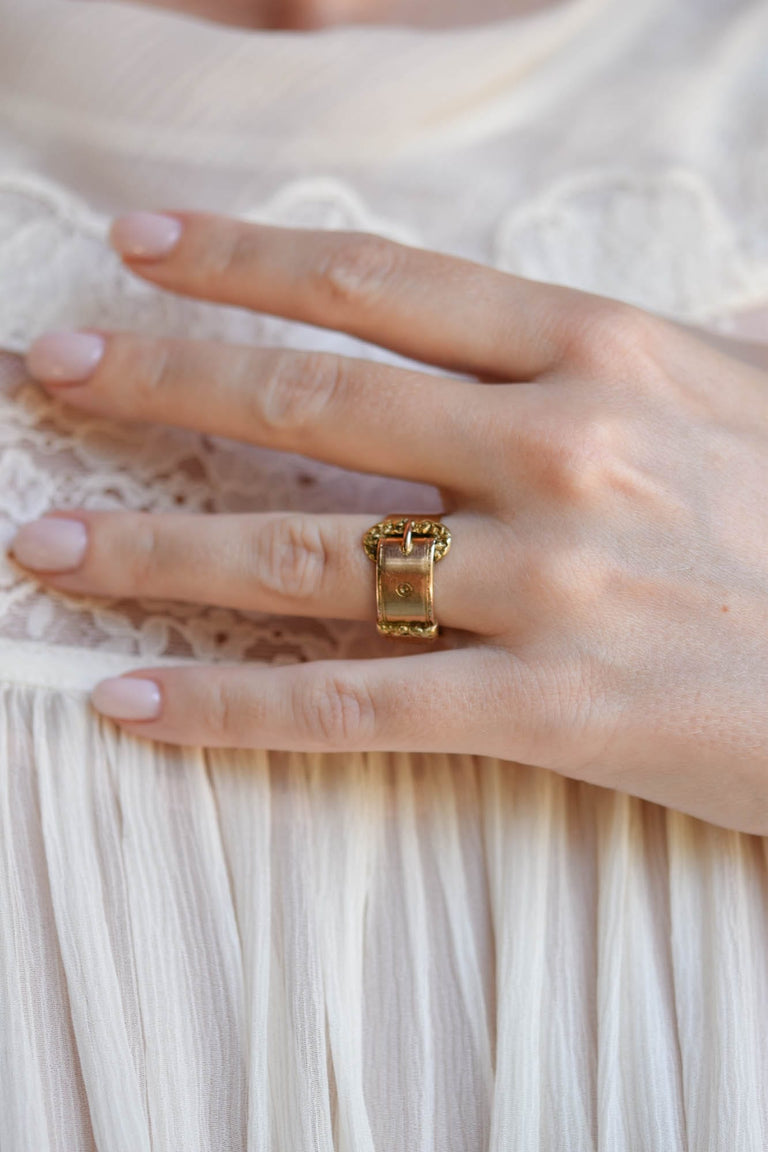 Joseph Mayer & Bros.Victorian 14k Yellow Gold Antique Buckle Ring, American
