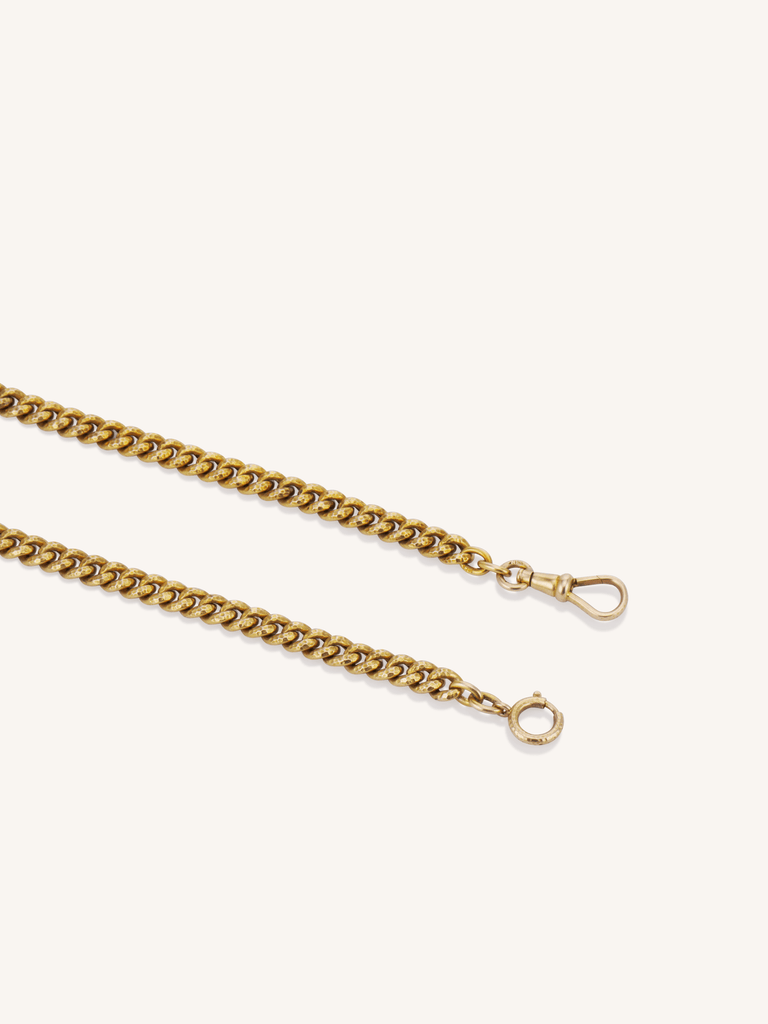 Late Georgian–Early Victorian 18k hammered hollow Albert chain with original antique clasp 3