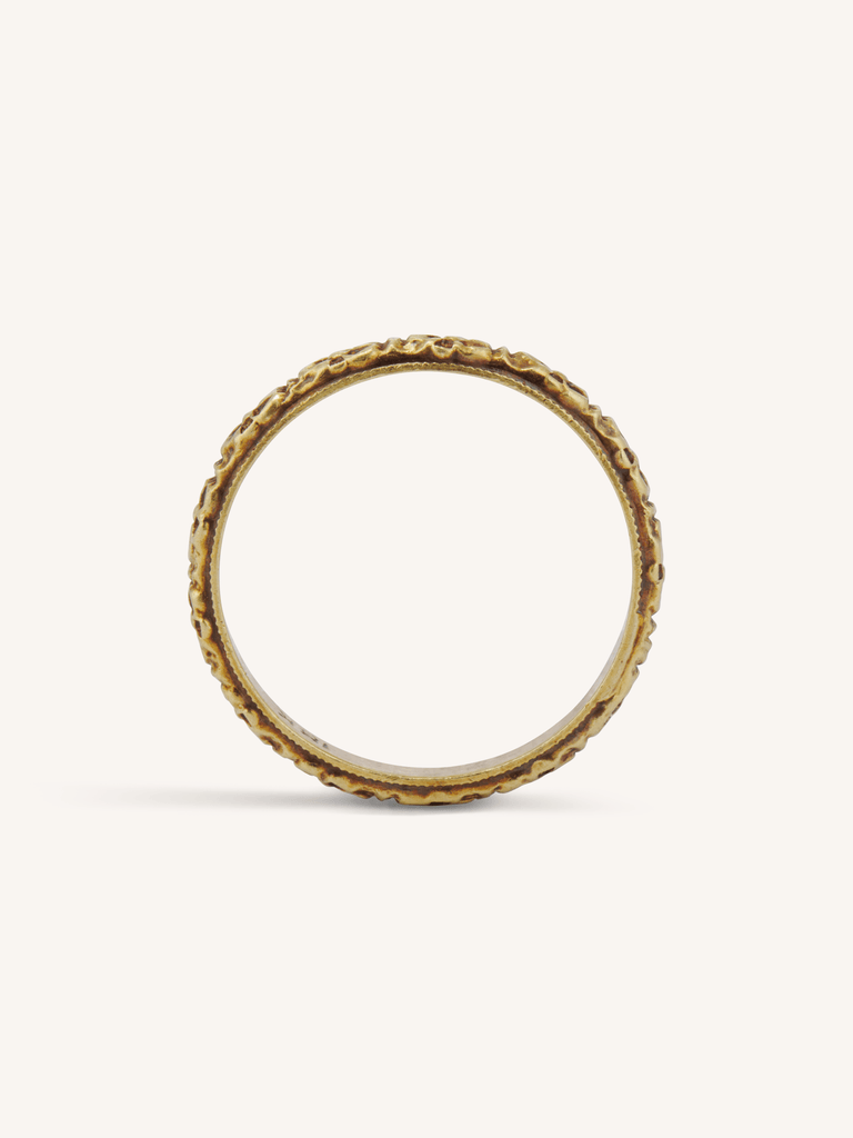 Late Victorian 18k Yellow Gold Rosette Engraved Band - Size 5.25 profile