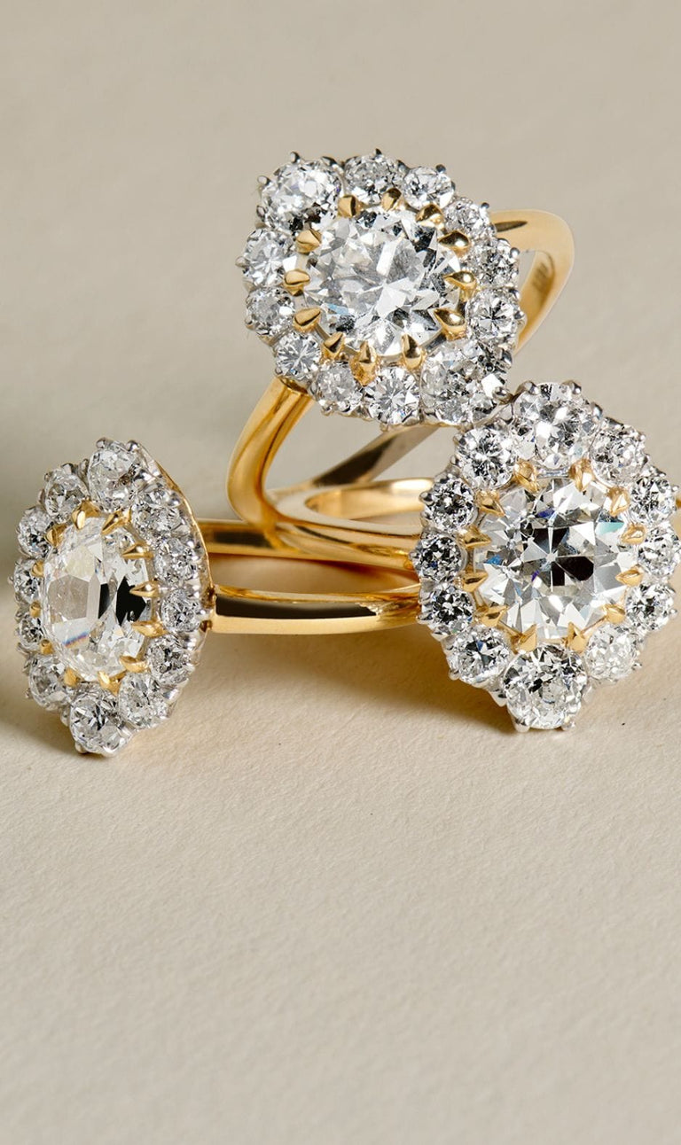 Leia Antique Diamond Cluster Engagement Rings