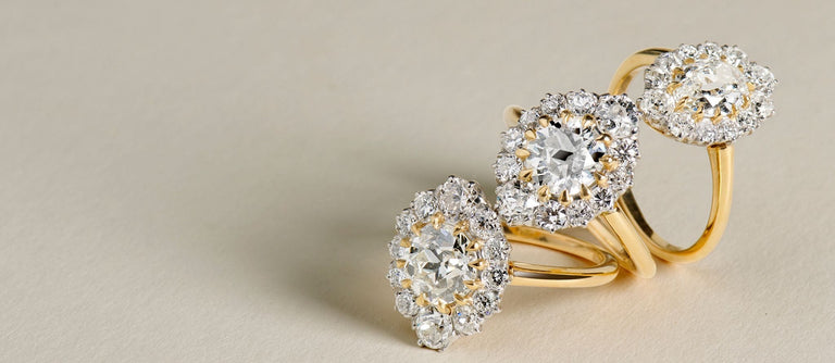 Leia Antique Diamond Cluster Engagement Rings