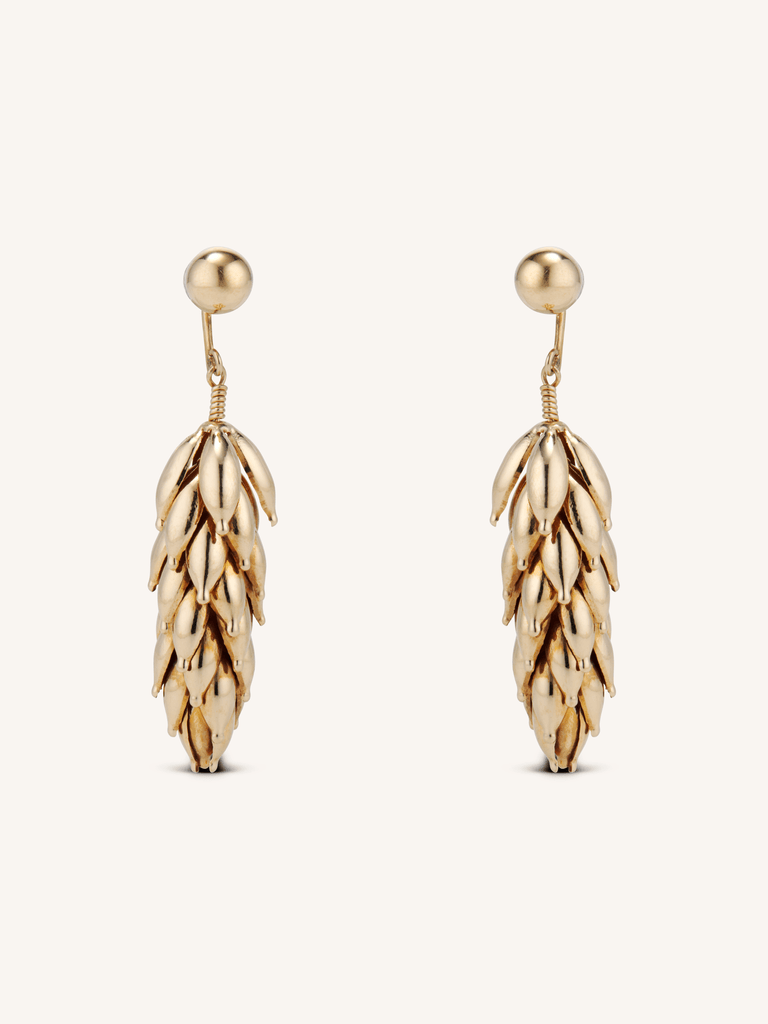 Mid-century 14K yellow gold articulated leaf earrings, circa 1950s