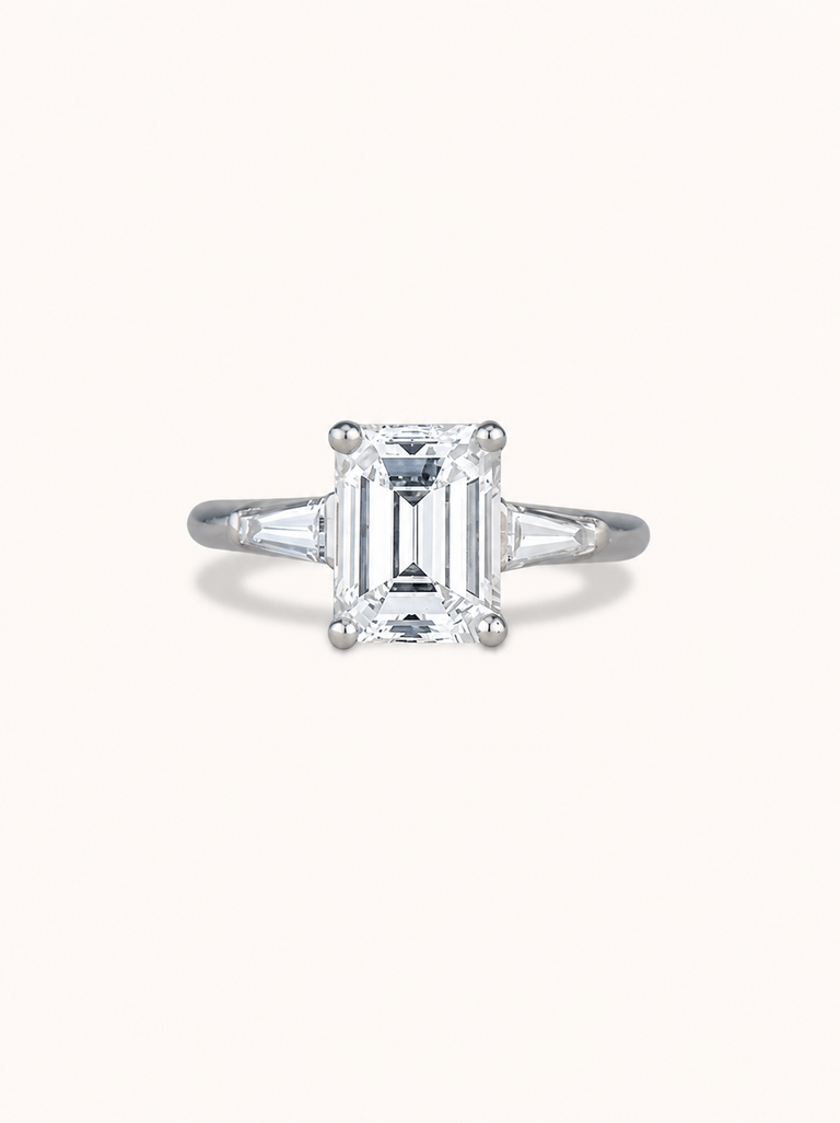 Midcentury 2.18 Carat Emerald Cut Diamond Solitaire Vintage Engagement Ring