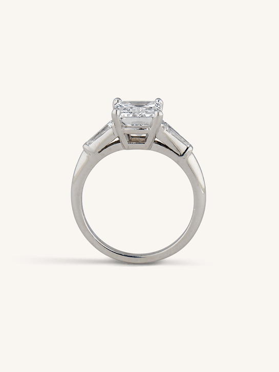 Midcentury 2.18 Carat Emerald Cut Diamond Solitaire Vintage Engagement Ring