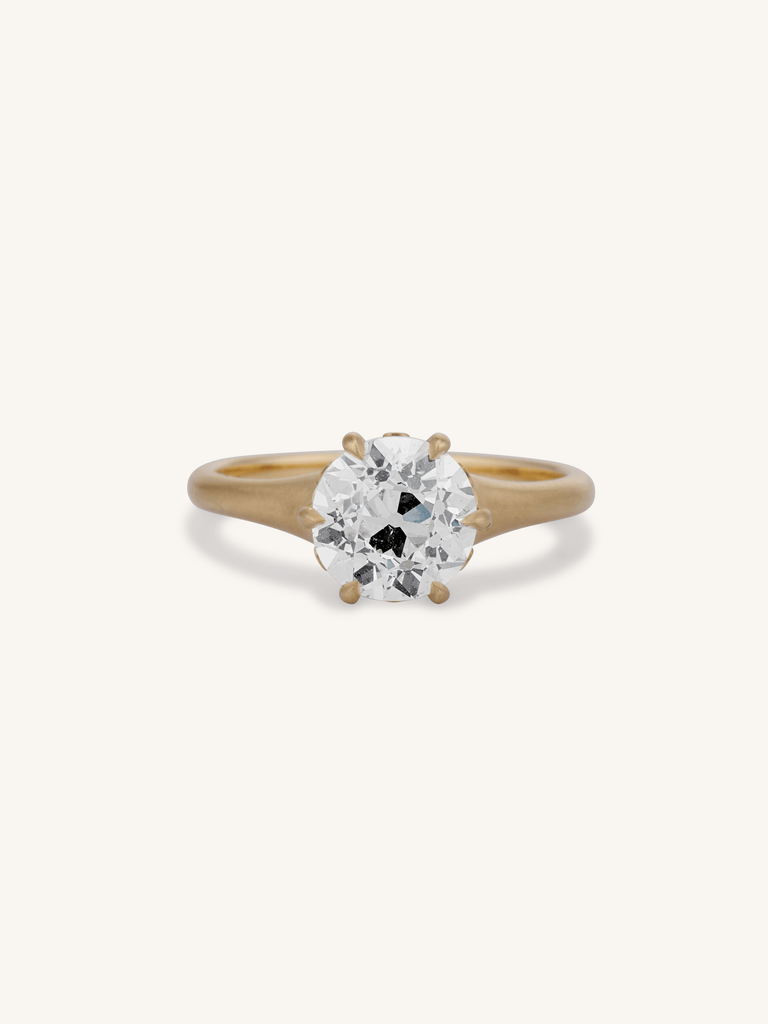Mira 1.96ct old European cut diamond engagement ring in 18k yellow gold with six-prong crown